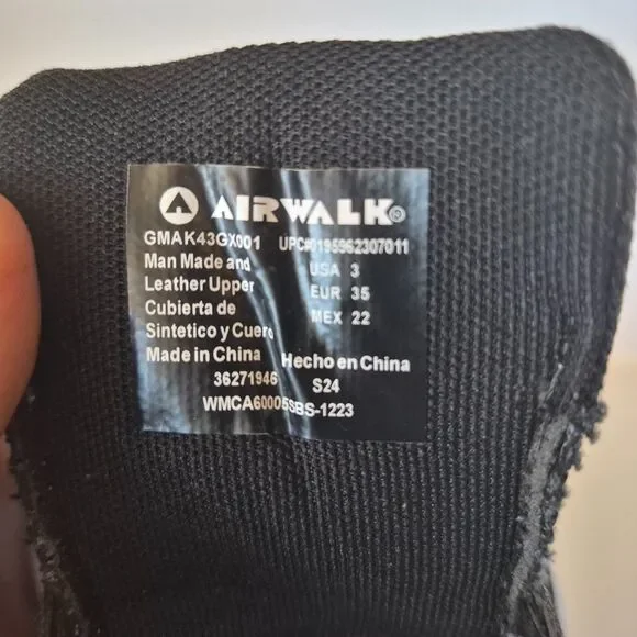 Airwalk Black White Low Top Skate Shoes Lace Up Sneakers Youth Kids SIze 3 US - Picture 10 of 11